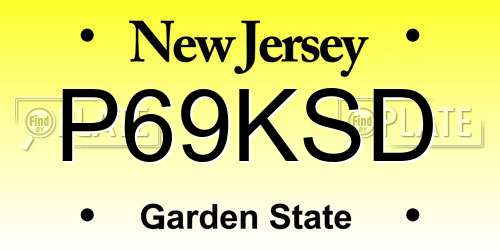 P69KSD New Jersey License Plate