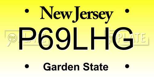 P69LHG New Jersey License Plate