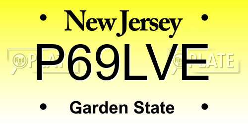 P69LVE New Jersey License Plate