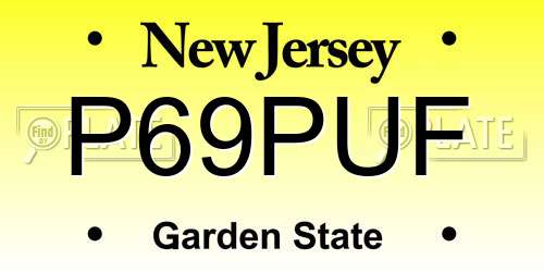 P69PUF New Jersey License Plate