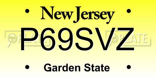 P69SVZ New Jersey License Plate