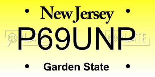 P69UNP New Jersey License Plate