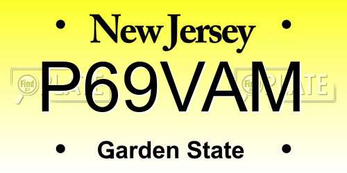 P69VAM New Jersey License Plate