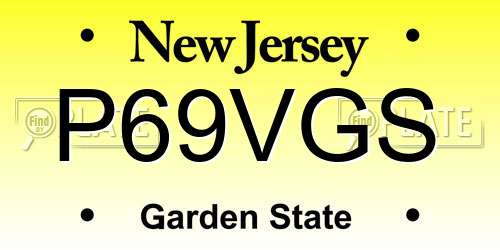 P69VGS New Jersey License Plate