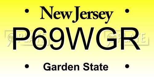 P69WGR New Jersey License Plate