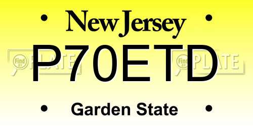 P70ETD New Jersey License Plate
