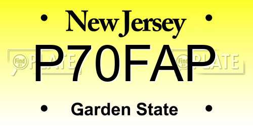 P70FAP New Jersey License Plate