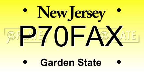 P70FAX New Jersey License Plate