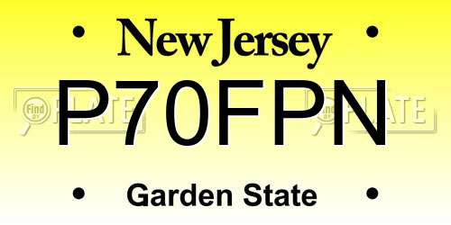 P70FPN New Jersey License Plate