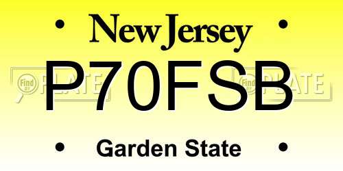 P70FSB New Jersey License Plate