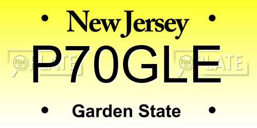 P70GLE New Jersey License Plate