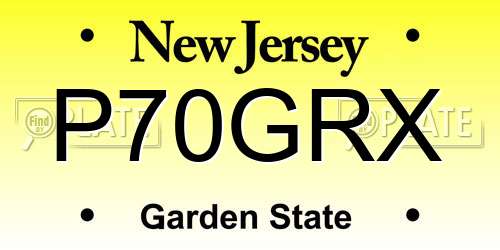 P70GRX New Jersey License Plate