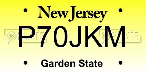 P70JKM New Jersey License Plate