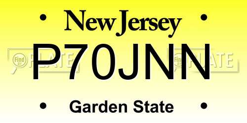 P70JNN New Jersey License Plate