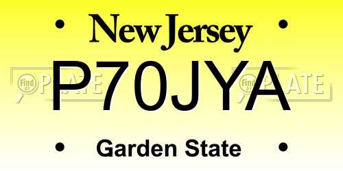 P70JYA New Jersey License Plate