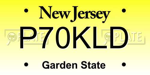P70KLD New Jersey License Plate