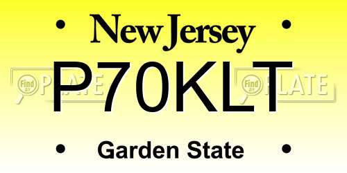 P70KLT New Jersey License Plate