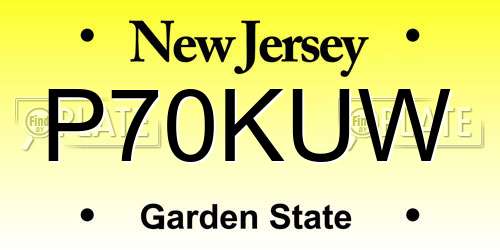 P70KUW New Jersey License Plate