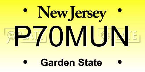 P70MUN New Jersey License Plate