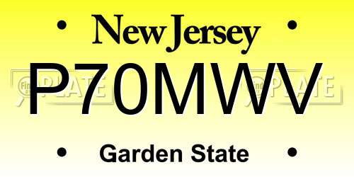P70MWV New Jersey License Plate