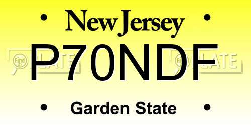 P70NDF New Jersey License Plate
