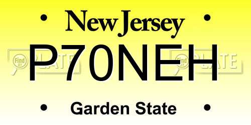 P70NEH New Jersey License Plate