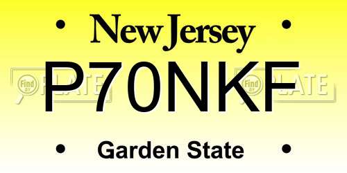 P70NKF New Jersey License Plate