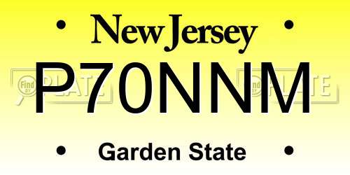 P70NNM New Jersey License Plate