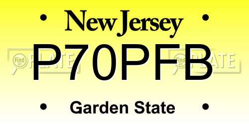 P70PFB New Jersey License Plate