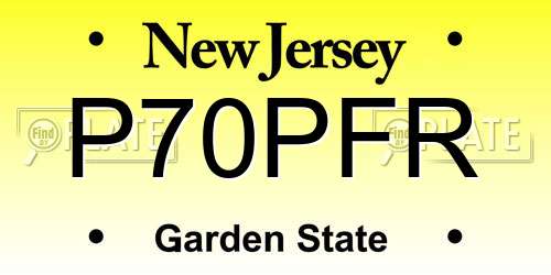 P70PFR New Jersey License Plate
