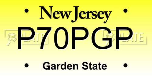 P70PGP New Jersey License Plate