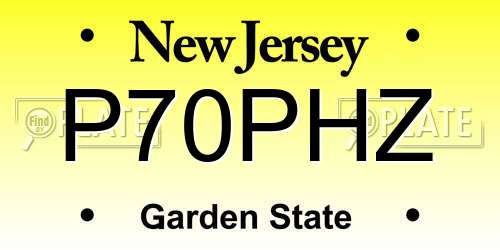 P70PHZ New Jersey License Plate