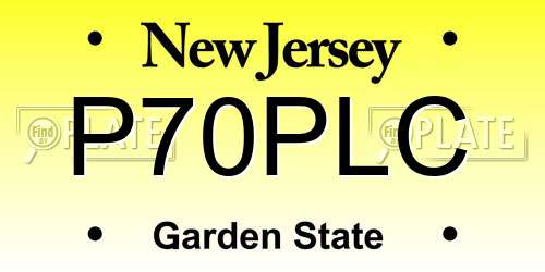 P70PLC New Jersey License Plate