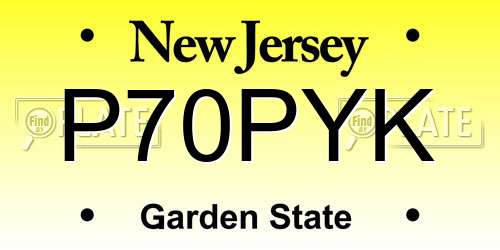 P70PYK New Jersey License Plate
