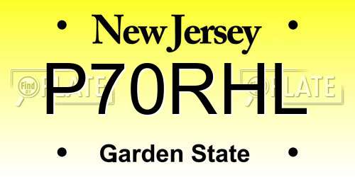 P70RHL New Jersey License Plate