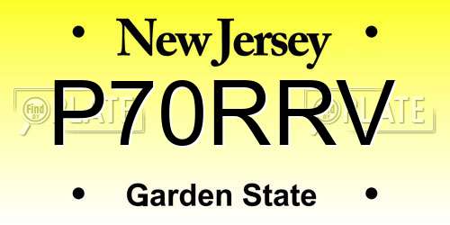 P70RRV New Jersey License Plate