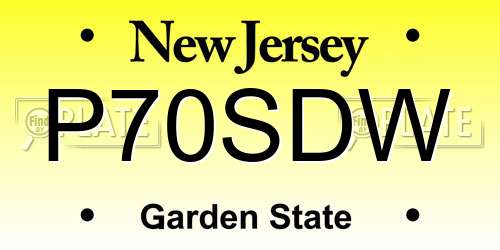 P70SDW New Jersey License Plate