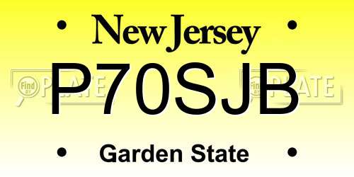 P70SJB New Jersey License Plate