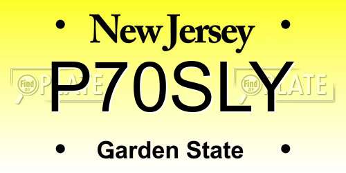 P70SLY New Jersey License Plate