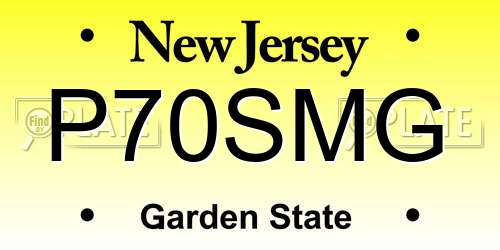 P70SMG New Jersey License Plate