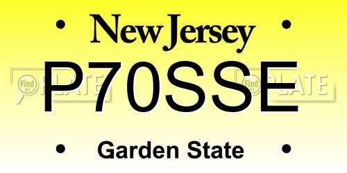 P70SSE New Jersey License Plate