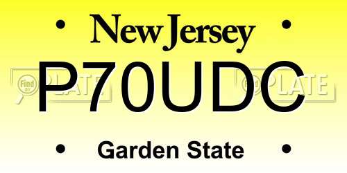 P70UDC New Jersey License Plate