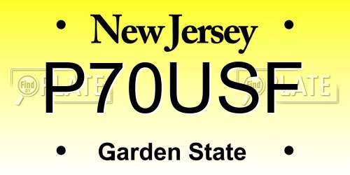 P70USF New Jersey License Plate