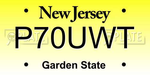 P70UWT New Jersey License Plate