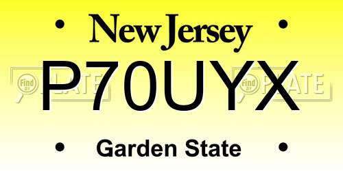 P70UYX New Jersey License Plate