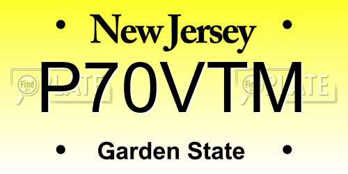 P70VTM New Jersey License Plate