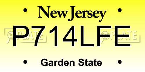P714LFE New Jersey License Plate