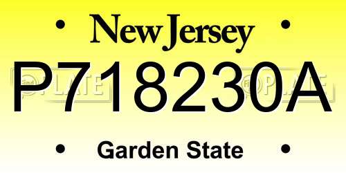 P718230A New Jersey License Plate