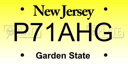 P71AHG New Jersey License Plate