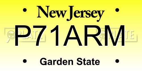 P71ARM New Jersey License Plate